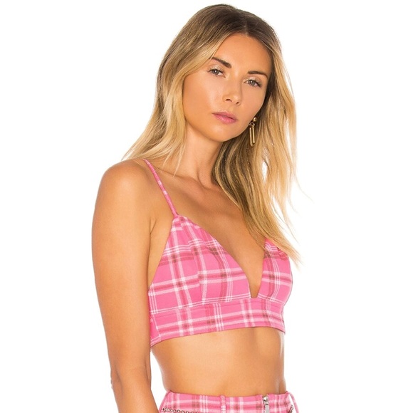 NEW I.AM.GIA REVOLVE PINK PLAID BRALETTE TOP - Picture 4 of 8